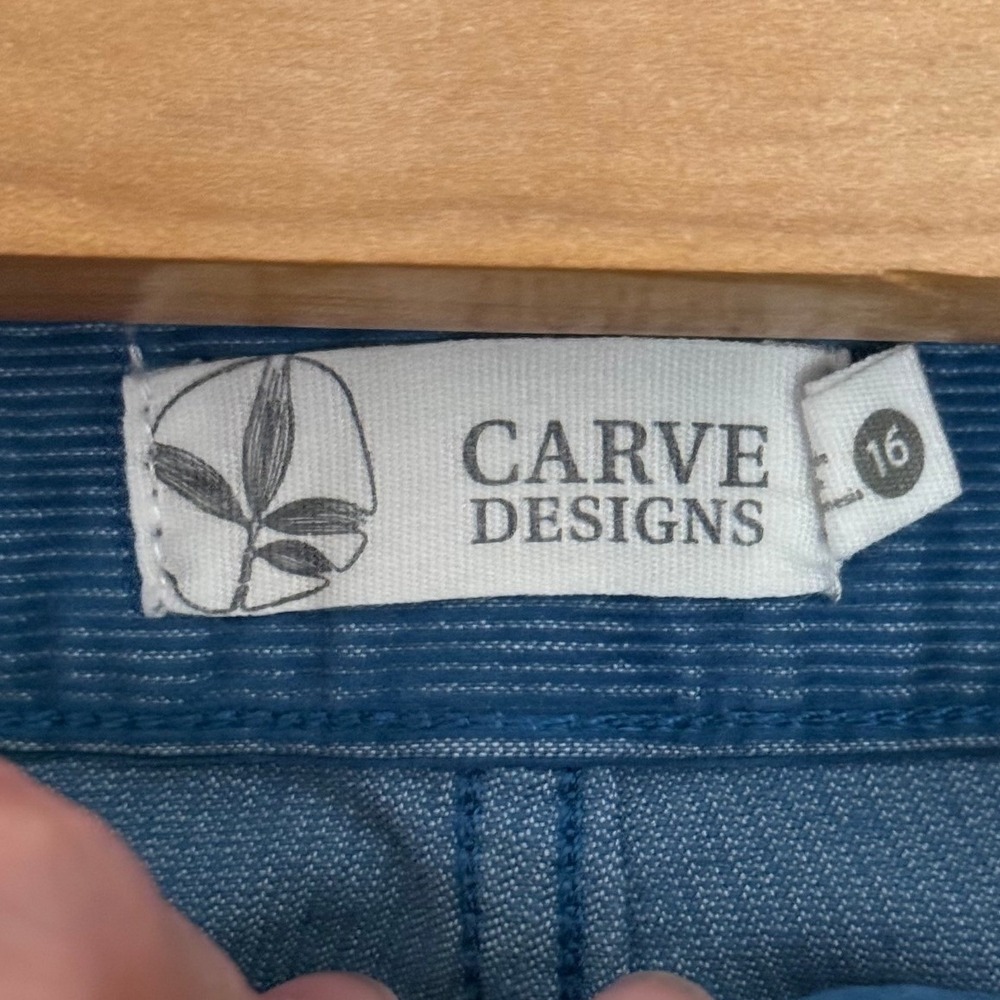 Carve Designs Women Shorts 16 Blue Corduroy Raw Hem Coastal Boho Summer Cut-offs - Picture 5 of 10